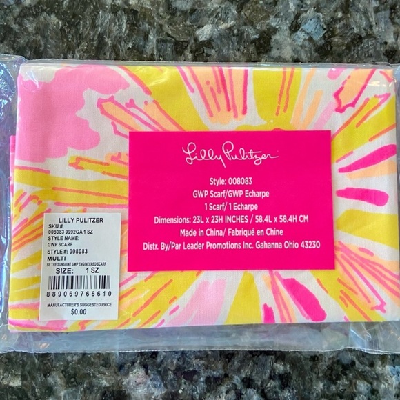 Lilly Pulitzer Printed Square Scarf - Multi Be The Sunshine Gwp Engineered Scarf - Picture 9 of 10